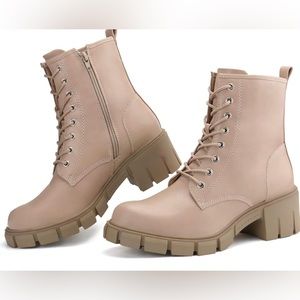 Cream Combat Boots